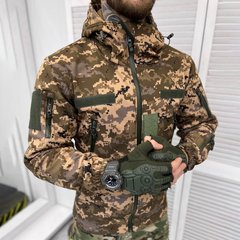 Чоловіча утеплена Куртка Soft-shell з липучками під шеврони та манжетами піксель розмір L 12104bls-L фото