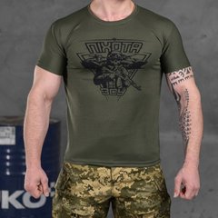 Чоловіча потовідвідна футболка Coolmax з принтом "Піхота" олива розмір S buy85829bls-S фото