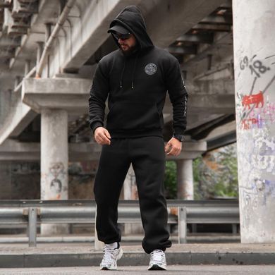 Спортивний костюм на флісі Худі + Штани з принтом чорний розмір M buy97824-M фото