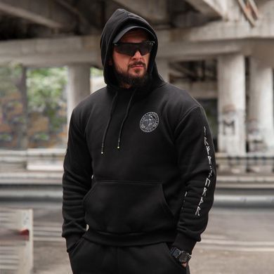 Спортивний костюм на флісі Худі + Штани з принтом чорний розмір M buy97824-M фото