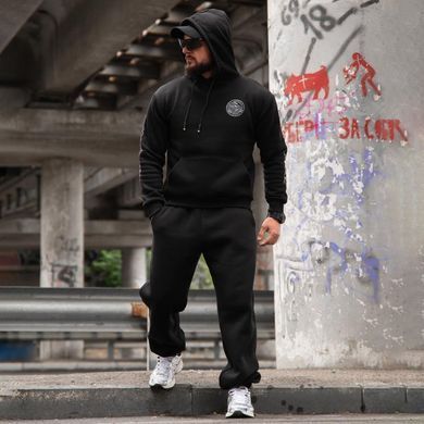 Спортивний костюм на флісі Худі + Штани з принтом чорний розмір M buy97824-M фото