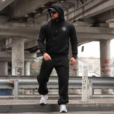 Спортивний костюм на флісі Худі + Штани з принтом чорний розмір M buy97824-M фото