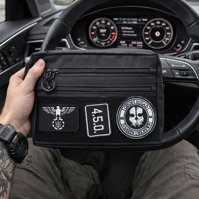 Тактична сумка через плече Cordura з патч-панеллю чорна 25&times;20&times;5,5 см ws66814bls фото