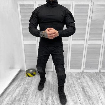 Чоловічий міцний Костюм SWAT Убакс + Штани з Наколінниками/ Польова Форма ріп-стоп чорна розмір M 14393bls-M фото