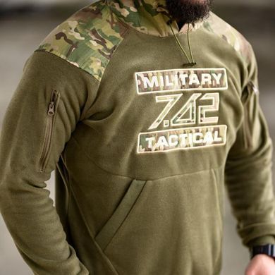 Флісове худі 7.62 Tactical Military з принтом на грудях олива розмір M buy94658bls-M фото