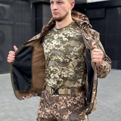 Чоловічий Костюм Куртка + Штани з флісовою підкладкою / Утеплена форма Softshell піксель розмір XS 44 for00615bls-XS фото