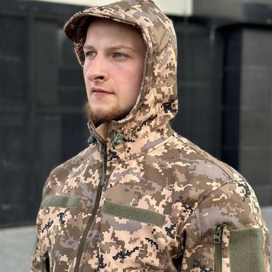 Костюм мужской Куртка + Брюки с флисовой подкладкой / Утепленная форма Softshell пиксель размер XL 44 for00615bls-XS фото