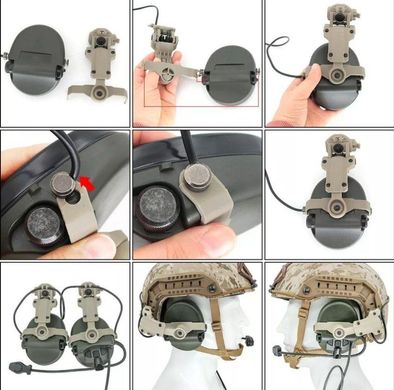 Міцні Адаптери для кріплення активних Навушників SORDIN на шолом олива 10х15 см nh225bls фото