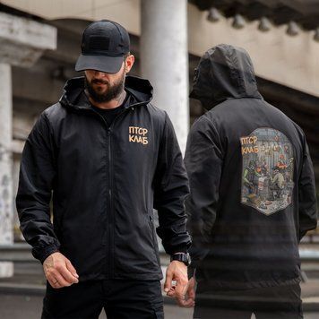 Вітрівка&nbsp;Born of War з принтом ПТСР Клаб чорна розмір S buy97051bls-S фото