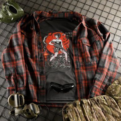 Футболка Born of War з принтом Girl сіра розмір S buy96196bls-S фото