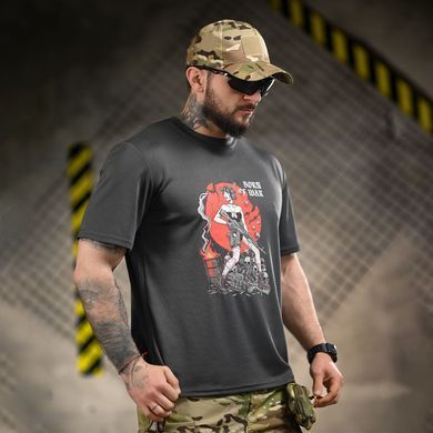 Футболка Born of War з принтом Girl сіра розмір S buy96196bls-S фото