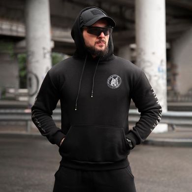 Спортивний костюм на флісі Худі + Штани з принтом Рись чорний розмір M buy97822-M фото