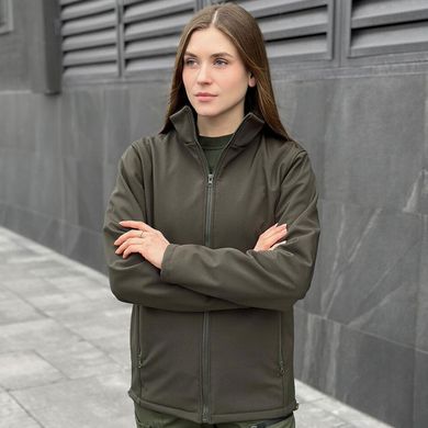 Жіноча Демісезонна Куртка "Pobedov Shadow" Soft Shell на мікрофлісі хакі розмір S pobOWku2 875khbls-S фото