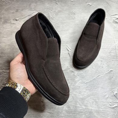 Замшеві лофери U.Spirit Denaro на байці коричневі розмір 46 DR-1627/3/10 brown-з байка ч/пbls-46 фото