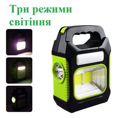 Аккумуляторный переносной фонарь JY-978B с функцией power bank 1500 mAh и солнечной батареей зеленый 192х135х63 мм ws68816-1bls фото