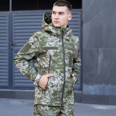 Куртка Pobedov&nbsp;Motive Softshell зі знімним капюшоном + Подарунок шеврон Прапор України піксель розмір M pobOWku2 577pxbls-M фото