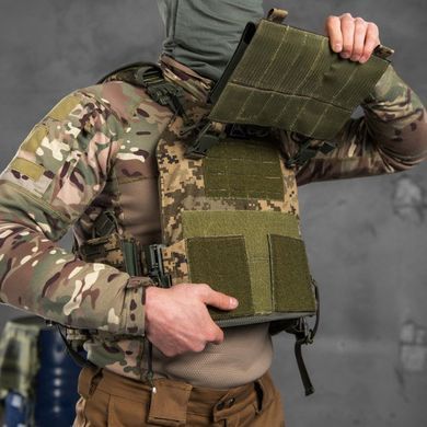 Плитоноска "Attack" із системою швидкого скидання та сітчастою підкладкою / Захисний жилет Cordura 1000D піксель під плити 25х30 см buy83815bls фото
