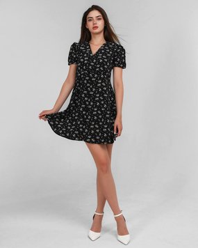 Платье паплин черное с цветочным принтом размер S buy87882bls-S фото
