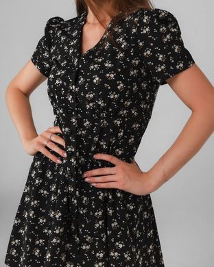 Платье паплин черное с цветочным принтом размер S buy87882bls-S фото