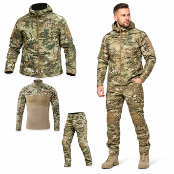 Тактичний костюм Caiman  3в1 Куртка SoftShell + Убакс G4 та Штани G2 мультикам розмір 3XL for01540bls-3XL фото