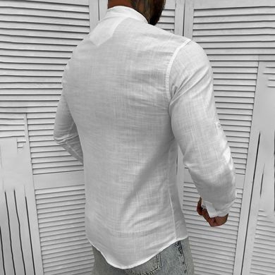 Вышитая мужская Рубашка Vareti на длинный рукав / Стильная Вышиванка с ярким Орнаментом в белом цвете размер S 50027bls-S фото
