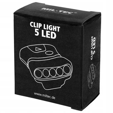 Фонарик на козырек кепки MIL-TEC Clip Light 5 LED черный for00140bls фото