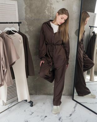 Женский костюм Loka Рубашка с длинным рукавом + Брюки шоколадный One Size buy95938bls фото