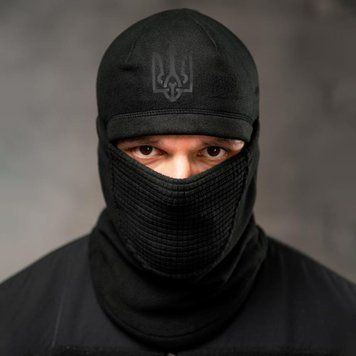 Флісова балаклава з принтом Тризуб чорна розмір універсальний buy97785 фото