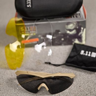 Захисні окуляри 5.11 Tactical Aileron Shield з 3-ма змінними лінзами та захисним чохлом койот buy92720bls фото