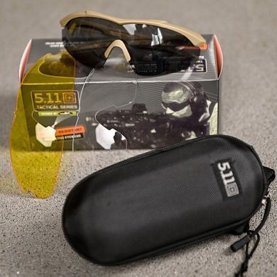 Захисні окуляри 5.11 Tactical Aileron Shield з 3-ма змінними лінзами та захисним чохлом койот buy92720bls фото