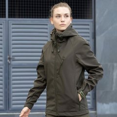 Жіноча Демісезонна Куртка Soft Shell "Pobedov Matrix" з капюшоном олива розмір S pobOWku2 780khbls-S фото