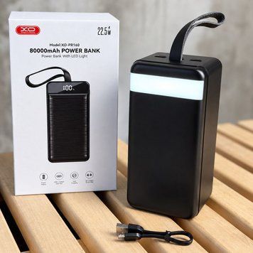 Power Bank XO-PR160 80 000 mAh&nbsp;з вбудованим ліхтариком чорний buy97478 фото