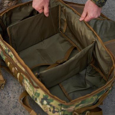 Прочная Сумка - Рюкзак для транспортировки вещей 55л / Водонепроницаемый Баул с системой Molle мультикам 62х34 см B1bls фото