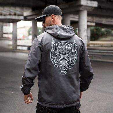 Вітрівка&nbsp;Born of War з принтом Odin сіра розмір S buy97369bls-S фото