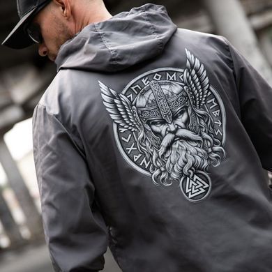 Вітрівка&nbsp;Born of War з принтом Odin сіра розмір S buy97369bls-S фото