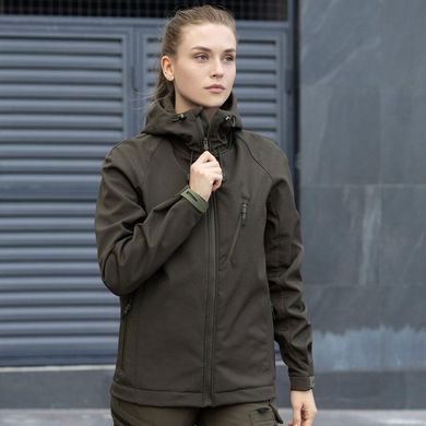 Женская Демисезонная Куртка Soft Shell "Pobedov Matrix" с капюшоном олива размер S pobOWku2 780khbls-S фото