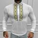 Вышитая мужская Рубашка на длинный рукав / Стильная льняная Вышиванка в белом цвете размер S 50135bls-S фото 2