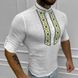 Вышитая мужская Рубашка на длинный рукав / Стильная льняная Вышиванка в белом цвете размер S 50135bls-S фото 3
