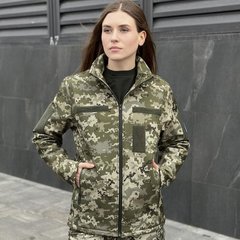 Жіноча Демісезонна Куртка "Pobedov Shadow" Soft Shell на мікрофлісі з липучками для шевронів піксель розмір S pobOWku2 876pxbls-S фото