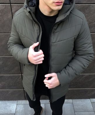 Зимняя мужская Куртка Pobedov "Dzen" до -18°C с капюшоном на силиконе хаки размер S 42395bls-S фото
