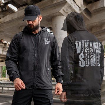 Вітрівка&nbsp;Born of War з принтом Viking Soul чорна розмір S buy97052bls-S фото