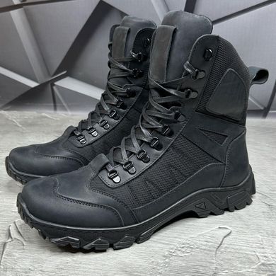 Летние мужские берцы с протекторной подошвой / кожаные ботинки черные размер 40 БРЦ-2/3053 black TR AIRbls-40 фото