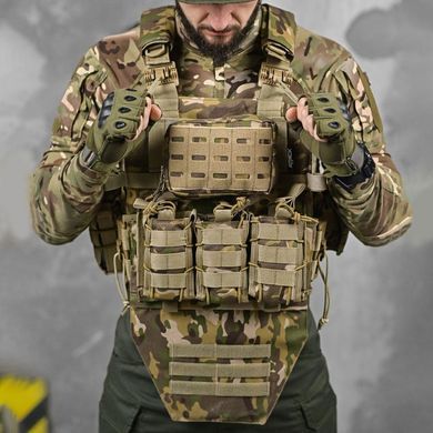 Плитоноска Attack Tactical Cordura у зборі з підсумками і системою швидкого скидання мультикам one size buy91592bls фото