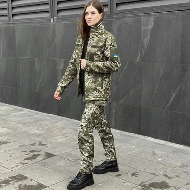 Женская Демисезонная Куртка "Pobedov Shadow" Soft Shell на микрофлисе с липучками для шевронов пиксель размер S pobOWku2 876pxbls-S фото
