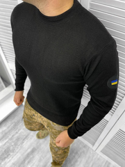 Чоловічий в'язаний светр з вишивкою прапором на рукаві / Тепла кофта чорна розмір M 13231bls-M фото
