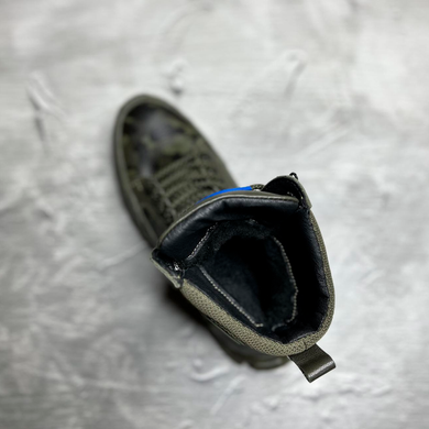 Женские ботинки из натуральной кожи и меховой подкладкой хаки размер 36 BRC-3/3050-2 хакі KF-36 фото