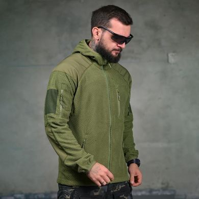 Флісова кофта Light Grid з капюшоном та нейлоновими вставками олива розмір M buy97651bls-M фото