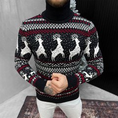 Мужской новогодний вязаный свитер "Deer Black/White" размер M buy59964bls-M фото