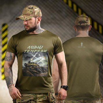 Футболка Born of War с принтом Ловцы тьмы олива размер S buy96184bls-S фото