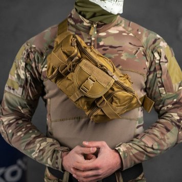 Бананка "Waist Kombat Tactical" Tac-Poly 700D з місткими відділеннями / Поясна сумка койот 35 х 17 х 14 см buy83753bls фото